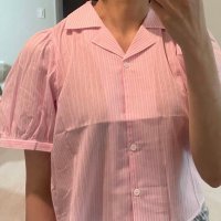 review of 반원 아틀리에 VO Crop stripe shirt Marine stripe A3417