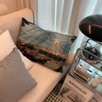 review of UNFOLD Stripe cushion cover navy-brown 스트라이프 쿠션