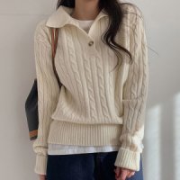 review of 닉앤니콜 OPEN COLLAR RIBBED KNIT