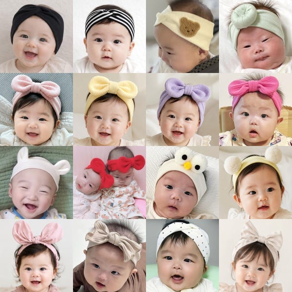 3+1 가을 아기헤어밴드 50일 백일 돌 여자 남자 신생아머리띠 여아 남아터번 리본 곰돌이 도넛