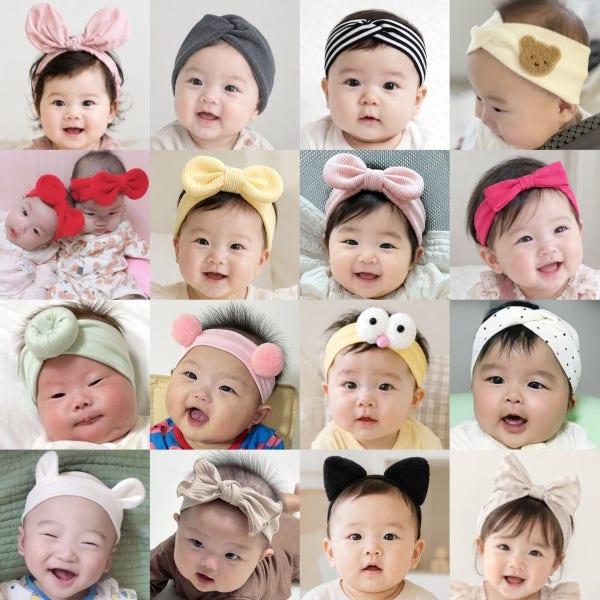 3+1 아기헤어밴드 50일 백일 돌 여자 남자 신생아머리띠 여아 남아터번 리본 곰돌이 도넛 왕눈이