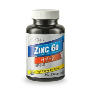 데일리원 아연 60 글루콘산 아연 영양제 면역 대용량 캐나다 직수입 100정, 1개