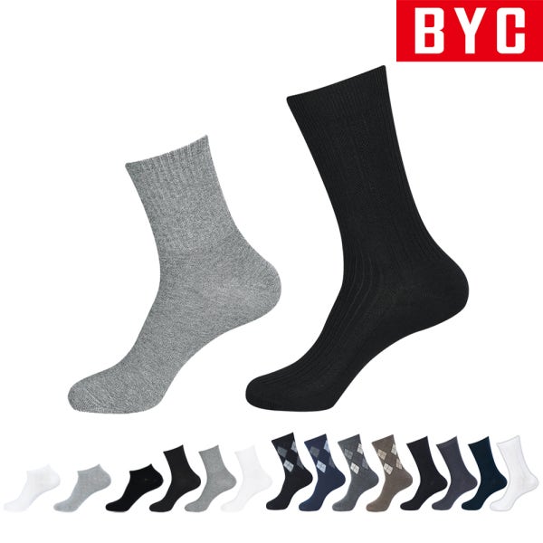 BYC왕자상회 BYC 남자 신사 정장 양말 장목 중목 단목 검정 면 사계절 10족