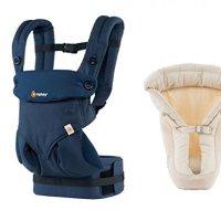 Ergobaby 360 Midnight Blue (Blau, neues 2016 Model) mit Neugeborenen-Einsatz Original Natural