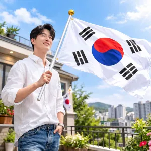알류미늄 가정용 태극기 세트 국기 깃대 보관함