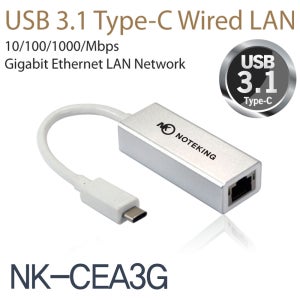 노트킹 USB 3.1 Type-C 1G LAN NK-CEA3G WIN MAC OS 드라이버 내장 IEEE802.3 RJ-45 유선랜 카드 젠더 랜포트 Dongle