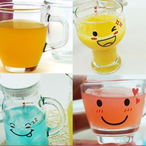 스마일맥주잔4p 맥주컵 소주잔 유리잔 유리컵 머그컵
