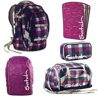 satch by Ergobag Berry Carry 5-teiliges Set Rucksack, Sporttasche, Schlamperbox, Regenhaube Lil