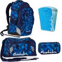 satch Match by Ergobag Blue Crush 4-teiliges Set Rucksack, Sporttasche, Schlamperbox & Heftebox