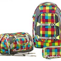 Satch by Ergobag Schulrucksack-Set 3-tlg Beach Leach 2.0 - bunt gepixelt