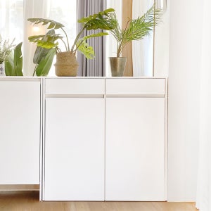 E0자재 중문 파티션 신발장 1000x363x1000, 4단, 서랍형 화이트 (ST9813)