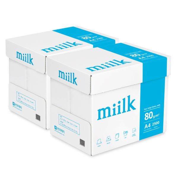 한국제지 밀크 A4용지 80g 2박스(5000매)/복사용지/MIILK