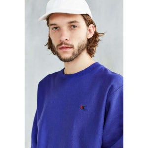 Men 챔피온 크루넥 맨투맨 블루 스몰 로고 Champion Reverse Weave Crew Neck Sweatshirt Blue 챔피언 맨투맨