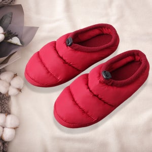 소프 패딩 방한슬리퍼 털실내화 맨발걷기 여성 슬리퍼 235mm빨강