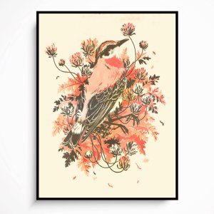 인기 북유럽 액자 빈티지꽃과새 신혼 감성 미니멀리즘 그림 스틸 액자 소형6호 [32x41cm]
