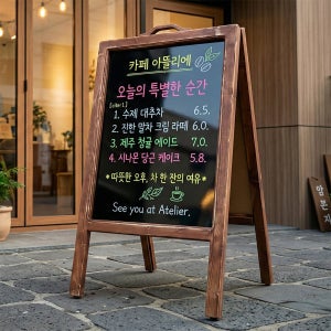 no1802 빈티지월넛 통프레임 스탠드 메뉴판 보드마카용 입간판 블랙보드