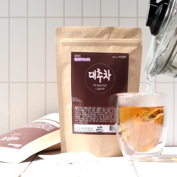 아이앤티 대추차 1.2g50개입 2팩 총100티백 줄없는 텀블러용 국내산 주문후생산