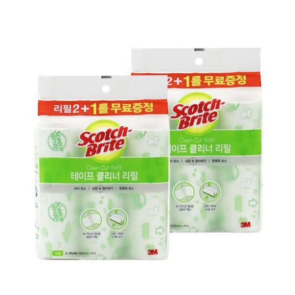 3M 스카치브라이트 대형 테이프클리너 리필 6개입 먼지제거 털제거 돌돌이 크리너