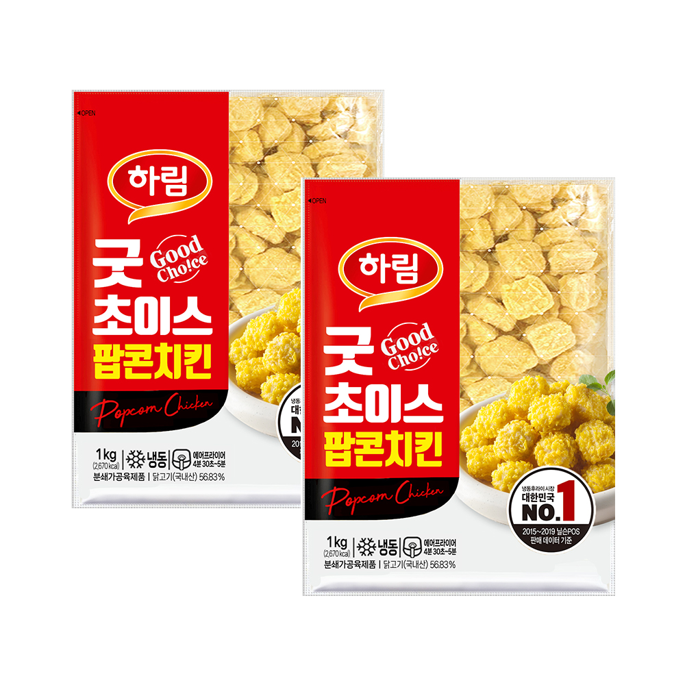 하림 굿초이스 팝콘치킨 1kg 2봉 (14,790원) (무료)