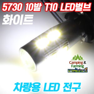 캠팜 5730 T10 10발 360도 메탈파워 LED 벌브(화이트)