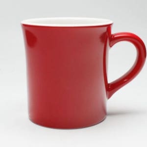 [디시위시] 킴스아트 레드 머그잔 310ml 전사인쇄 도자기인쇄 홈카페 카페용 예쁜 도자기 머그