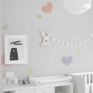 북유럽풍 아이방 그래픽스티커 5컬러세트 대형 ( 물방울/별/구름/하트/꽃/나비 )