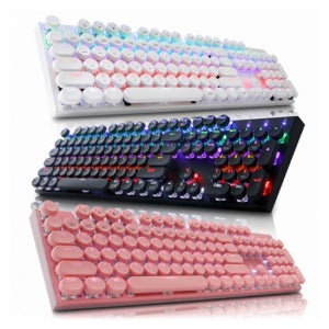 ABKO 해커 게임용 전문가용 기계식 레트로 키보드 프리미엄 컬러 엣지 백라이트