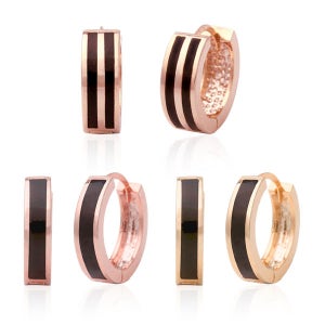 미니아트 [미니아트] 14K 금침 이어링 심플블랙 라인 데일리 원터치 링 귀걸이