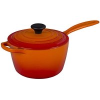 Le Creuset of America Enameled Cast Iron Sauce Pan Flame / 2 1/4 Quart