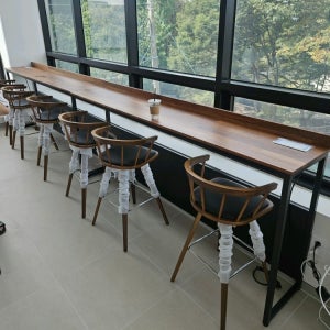 멀바우 원목 좁은 아일랜드 홈바테이블 식탁 홈카페 주방 보조 800 주문제작