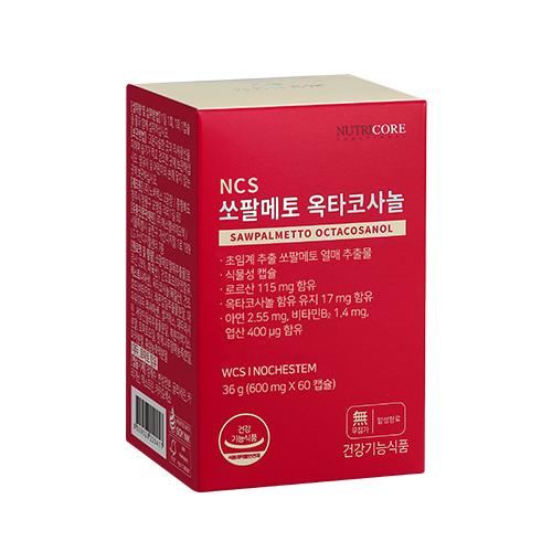 [2개월] 뉴트리코어 WCS <b>쏘팔메토 옥타코사놀</b> 전립선 건강 FFF인증 60캡슐, 1개