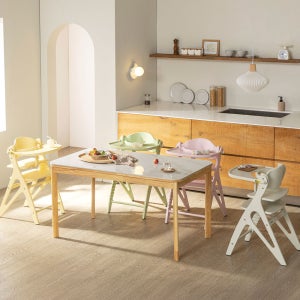 야마토야 아펠 소르베 (+쿠션+안전벨트) 고무나무 원목 하이체어 아기식탁의자