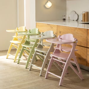 야마토야 아펠 소르베 (+쿠션+안전벨트) 고무나무 원목 하이체어 아기식탁의자