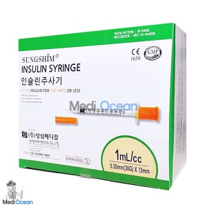 성심 인슐린 주사기 1cc 30G 13mm 100개입 당뇨 혈당 주사기 멸균 개별포장