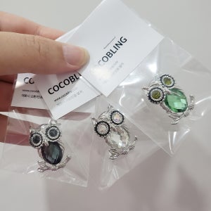 핸드메이드 크리스탈 미니 부엉이 브로치 6color