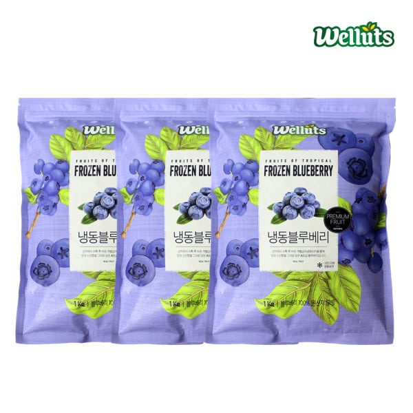 웰루츠 A등급 냉동 블루베리 1kg, 3개