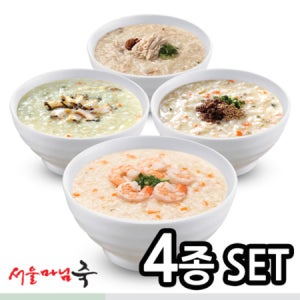 [서울마님죽] 4종 세트 (새우죽+참전복죽+한우소고기죽+영양닭죽)