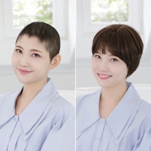 볼륨 숏 스타일항암 탈모 전용  항암가발인모 블렌딩 원사