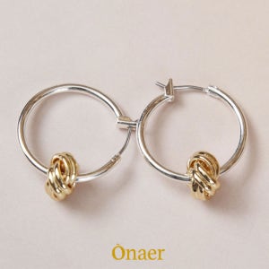 볼드 링 골드 꼬임 팬던트 드롭 실버 원터치 귀걸이