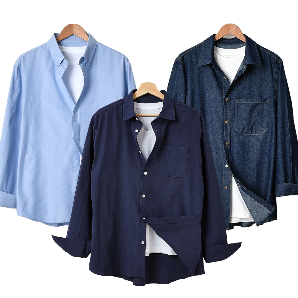 남자 셔츠 남성 링클프리 스판 옥스포드 체크 긴팔 오버핏 빅사이즈 남방