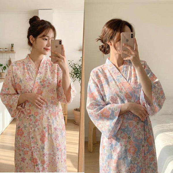 유카타 잠옷 샤워 목욕 가운 봄 가을 샤워로브