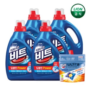 비트 딥클린 파워세탁 액체 세탁세제 3L 본품x4개+캡슐 5입
