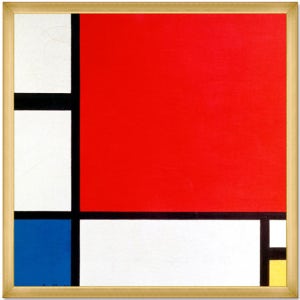 빨강, 파랑, 노랑의 구성 - 몬드리안 대형명화액자 (그림규격 100x100cm, 액자선택가능) 명화복제 명화그림 전시용액자 인테리어액자