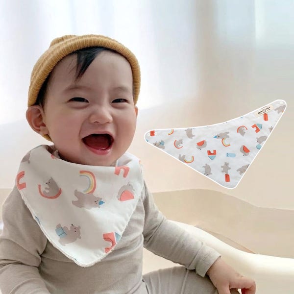 꿈두부 유아 스카프빕 핸드메이드 아기턱받이 곰돌이놀이터 사계절용