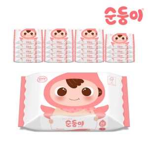 순둥이 물티슈 베이직 무향 엠보싱 휴대리필형20매20팩/B-com