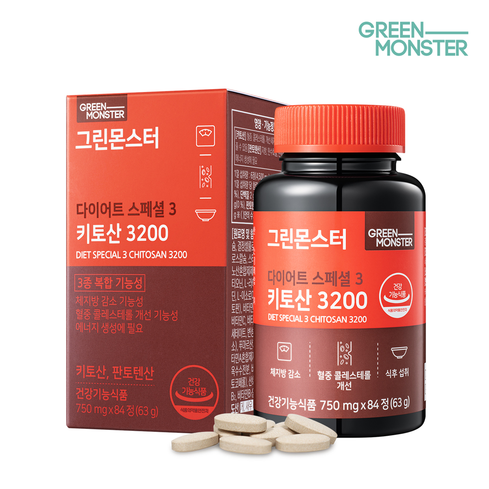 그린몬스터 다이어트 스페셜3 키토산 3200 84정, 1개 (체지방 감소 보조제)