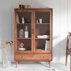 오투가구 피카 유리 장식장 L 진열장 콘솔 인테리어 수납장