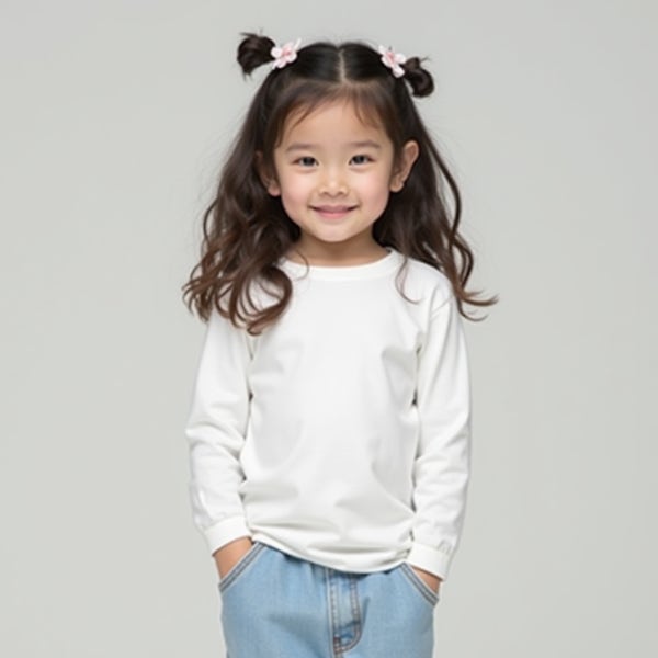 긴팔 30수 시보리 백색 면 라운드 유아 아동 흰티 키즈 무지 속옷 가족 티셔츠 티사이트