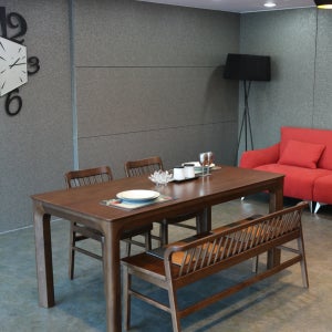 밀레 고무나무 원목 4인용 식탁 세트 의자 2개+2인벤치