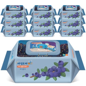 페넬로페 물티슈 100셀룰로오즈 페일 블루 캡형 70매X10팩 생분해 원단